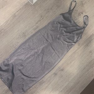 Zara Silver Metallic Stretch Tank Dress